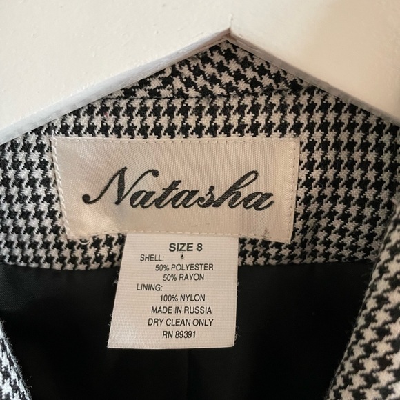 Vintage Oversized Double Breasted Blazer Black Houndstooth Size Small - Picture 11 of 13